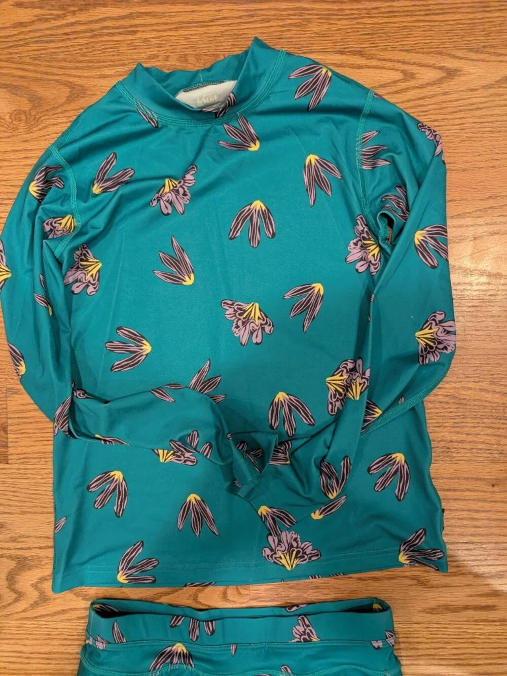 REI girls rashguard & swim shorts